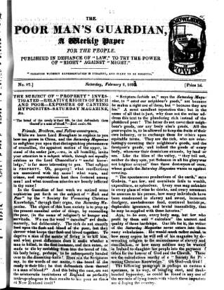 cover page of Poor Man's Guardian published on February 2, 1833