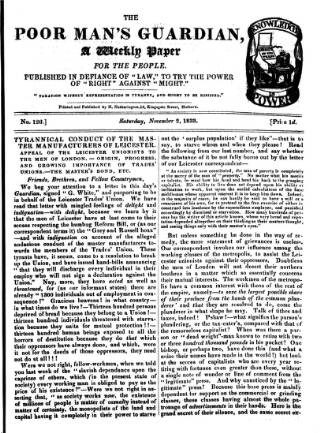 cover page of Poor Man's Guardian published on November 2, 1833