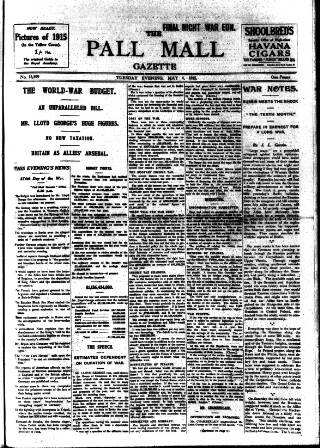 cover page of Pall Mall Gazette published on May 4, 1915