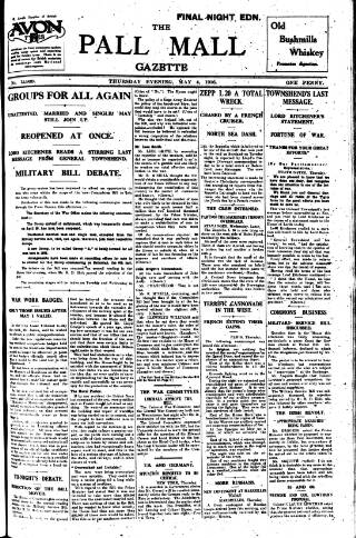 cover page of Pall Mall Gazette published on May 4, 1916