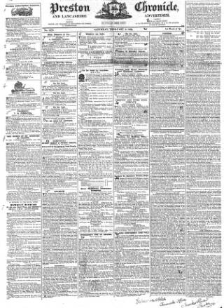 cover page of Preston Chronicle published on February 2, 1839