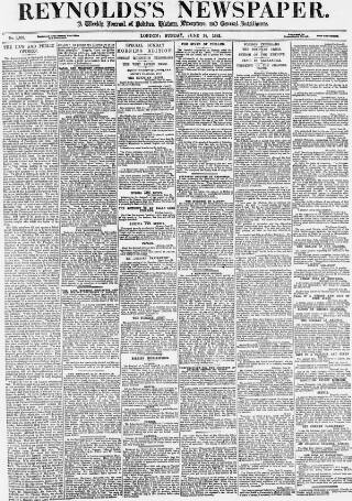cover page of Reynolds's Newspaper published on June 18, 1882