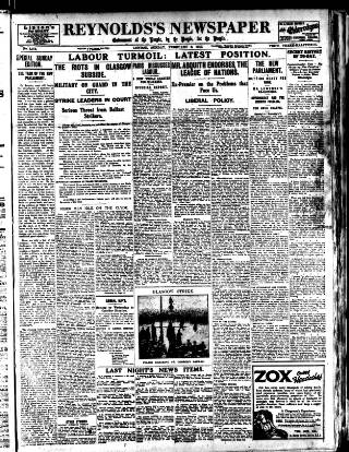 cover page of Reynolds's Newspaper published on February 2, 1919