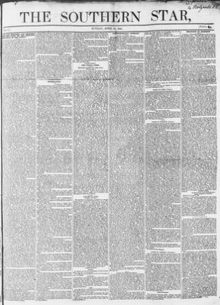 cover page of Southern Star published on April 12, 1840