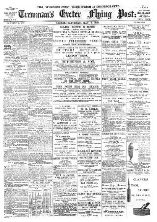 cover page of Exeter Flying Post published on May 4, 1889
