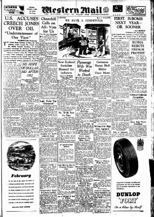 cover page of Western Mail published on February 2, 1950