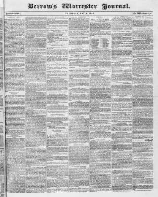 cover page of Worcester Journal published on May 4, 1843