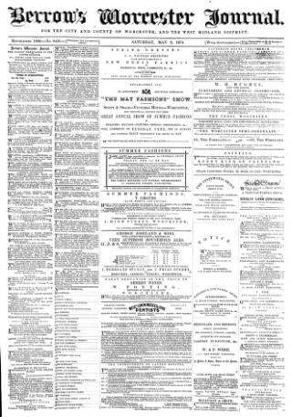 cover page of Worcester Journal published on May 2, 1874