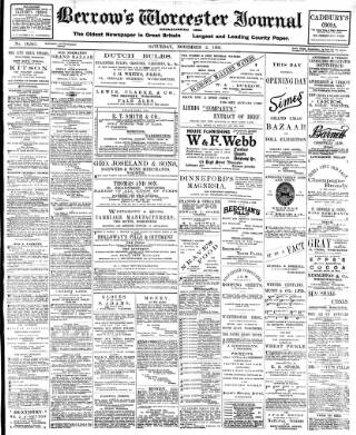 cover page of Worcester Journal published on November 2, 1895
