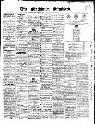 cover page of Blackburn Standard published on February 2, 1848