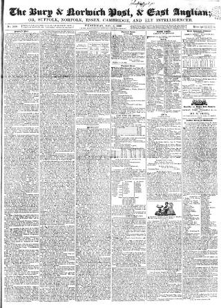 cover page of Bury and Norwich Post published on November 2, 1836