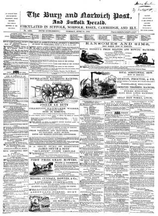 cover page of Bury and Norwich Post published on June 18, 1867