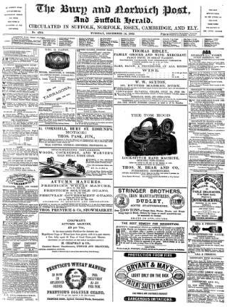 cover page of Bury and Norwich Post published on December 14, 1869