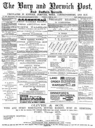 cover page of Bury and Norwich Post published on June 18, 1878