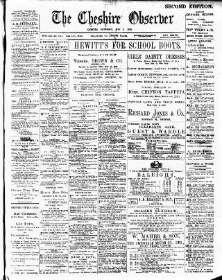 cover page of Cheshire Observer published on May 2, 1908