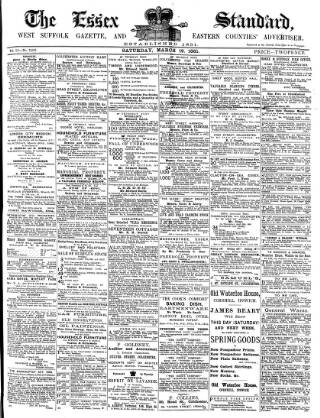 cover page of Essex Standard published on March 19, 1881