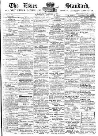 cover page of Essex Standard published on August 2, 1884