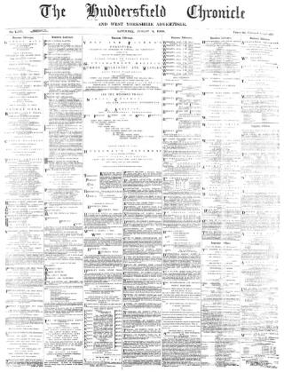 cover page of Huddersfield Chronicle published on August 2, 1890