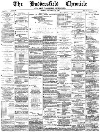 cover page of Huddersfield Chronicle published on September 17, 1892