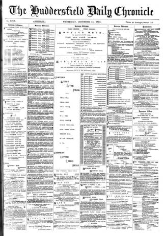 cover page of Huddersfield Chronicle published on December 14, 1892