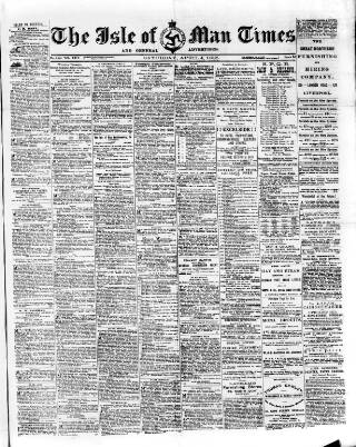 cover page of Isle of Man Times published on April 4, 1885