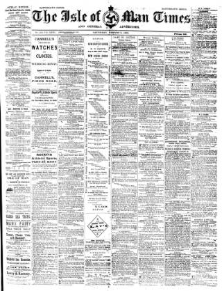 cover page of Isle of Man Times published on August 2, 1890