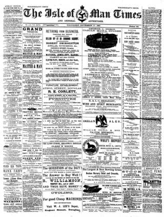 cover page of Isle of Man Times published on September 17, 1890