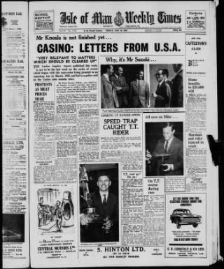 cover page of Isle of Man Times published on June 18, 1965