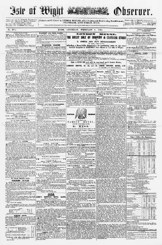 cover page of Isle of Wight Observer published on February 2, 1856