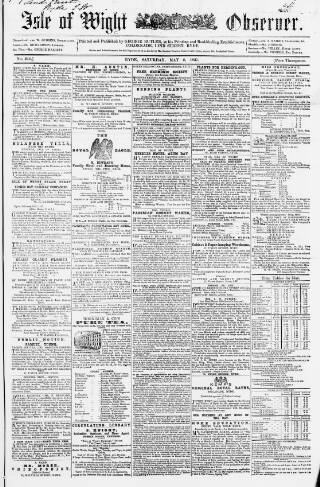 cover page of Isle of Wight Observer published on May 2, 1857