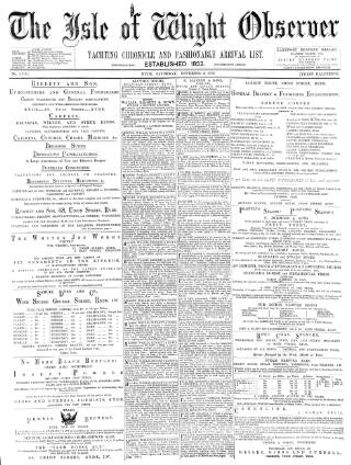 cover page of Isle of Wight Observer published on November 2, 1878