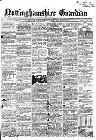 cover page of Nottinghamshire Guardian published on August 2, 1855