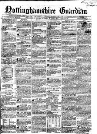 cover page of Nottinghamshire Guardian published on September 17, 1857