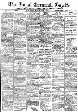cover page of Royal Cornwall Gazette published on May 2, 1879