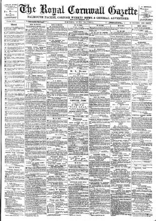 cover page of Royal Cornwall Gazette published on June 18, 1891