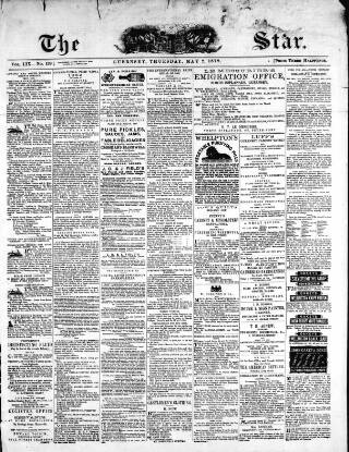 cover page of Guernsey Star published on May 2, 1872
