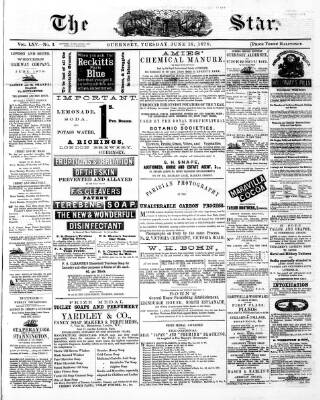 cover page of Guernsey Star published on June 18, 1878