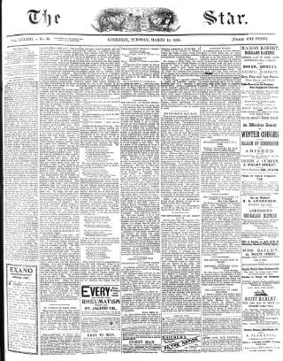 cover page of Guernsey Star published on March 19, 1895