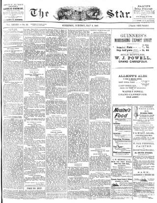 cover page of Guernsey Star published on May 4, 1897