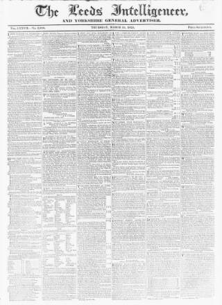 cover page of Leeds Intelligencer published on March 19, 1829