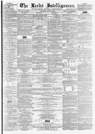 cover page of Leeds Intelligencer published on June 18, 1864