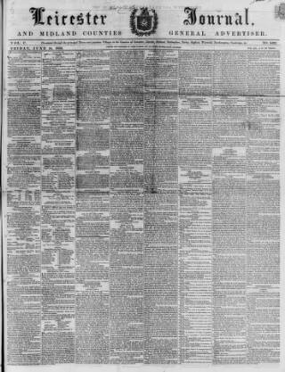 cover page of Leicester Journal published on June 18, 1852
