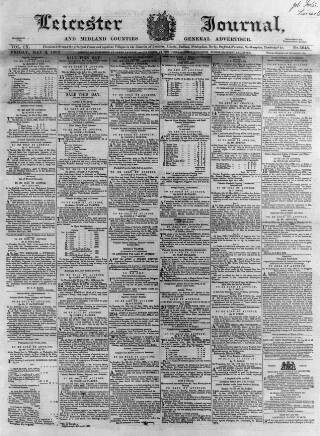 cover page of Leicester Journal published on May 2, 1862
