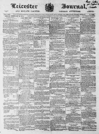 cover page of Leicester Journal published on February 2, 1866