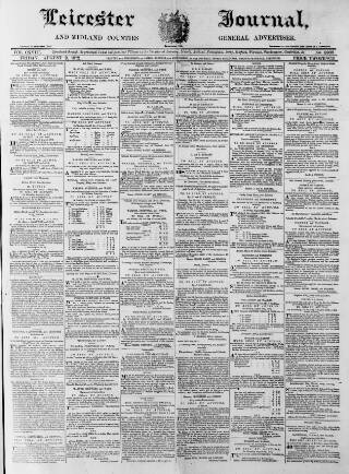 cover page of Leicester Journal published on August 2, 1872
