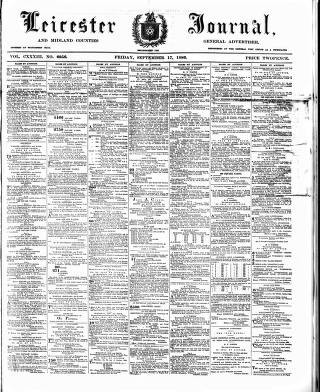 cover page of Leicester Journal published on September 17, 1886