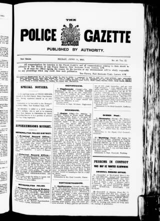 cover page of Police Gazette published on June 18, 1915