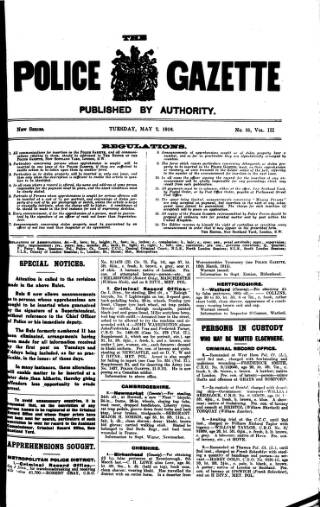 cover page of Police Gazette published on May 2, 1916