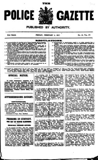 cover page of Police Gazette published on February 2, 1917