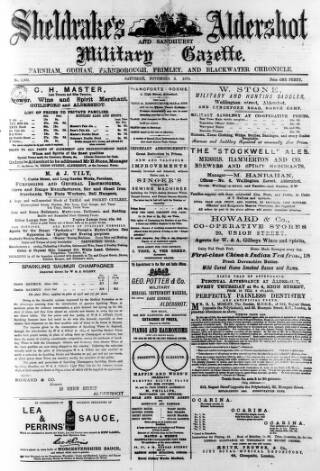 cover page of Aldershot Military Gazette published on November 2, 1878